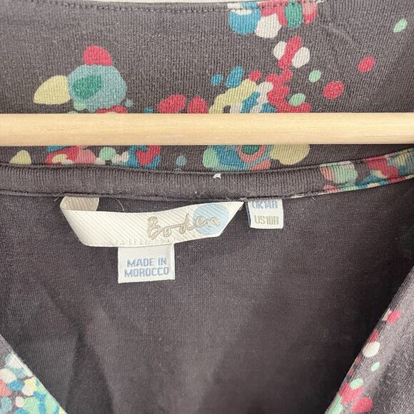 Boden Jersey V Neck Dress in Cocoa with Bright Floral Design US 10R 65038 - Picture 4 of 4